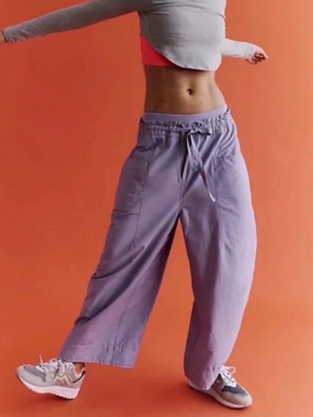 FREE PEOPLE Movement Fresh Start Pants Black Tea Purple Barrel Leg  L - Picture 3 of 13